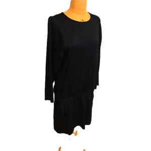 Theory Long sleeve drop-waisted dress black, sz L like new